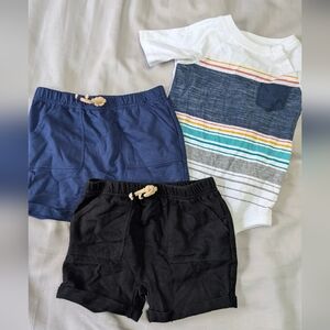 Garanimals Navy and Black Shorts Set with Striped Top